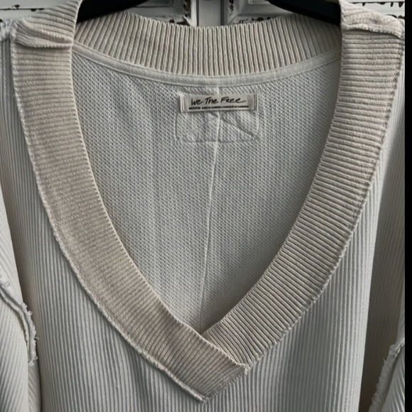 New 🤍 Free People oversized ivory waffle pullover size M - Picture 5 of 16